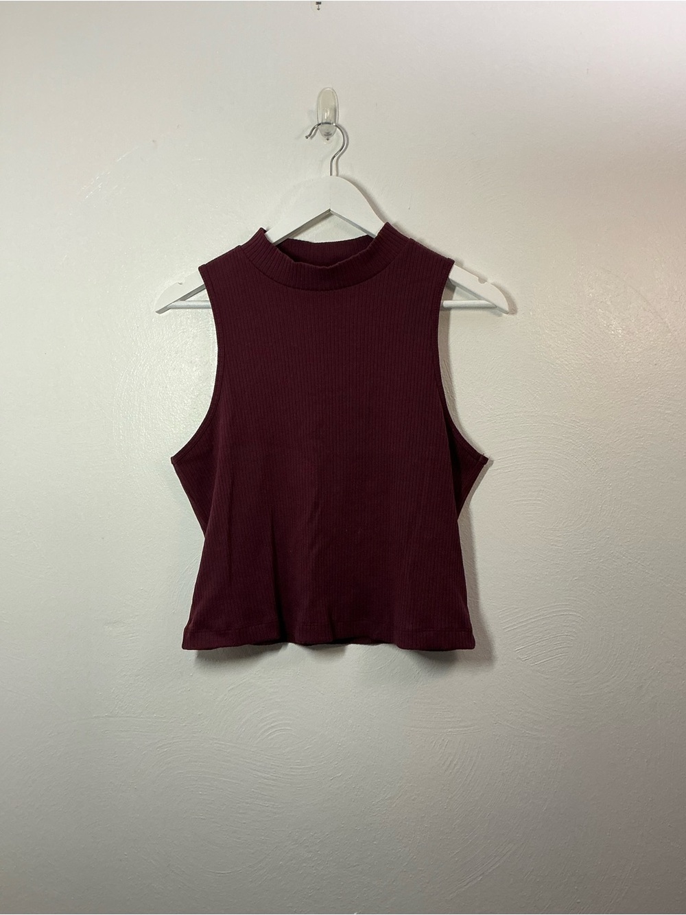 Old Navy Ribbed Mock Neck Tank Top Burgundy Size XL